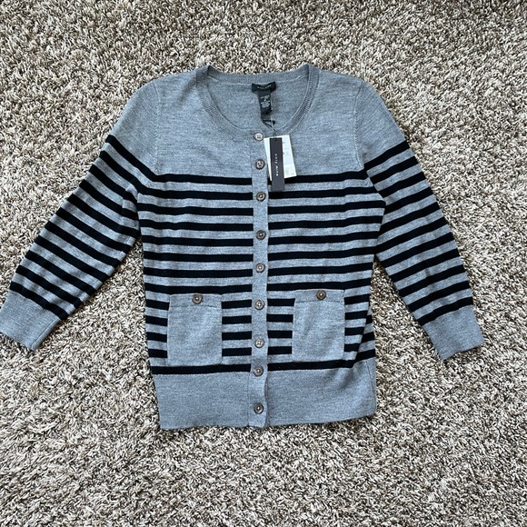Loft Gray and Black Striped Cardigan - Picture 1 of 6